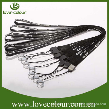 Customized e-cigarette weaving lanyard black printed polyester lanyard